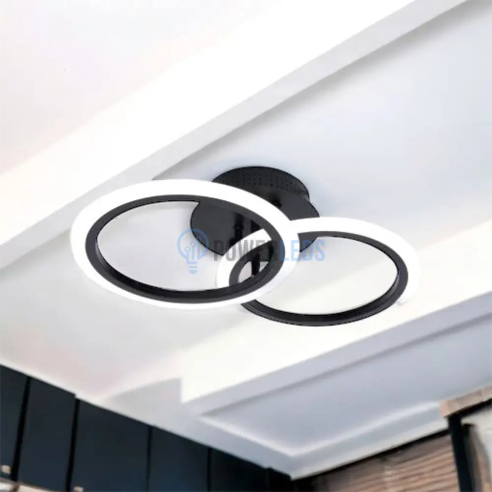 Lustra Led 1 + 1 Circle Design Black Echivalent 300W Telecomanda Lighting Fixtures