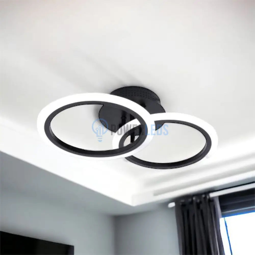 Lustra Led 1 + 1 Circle Design Black Echivalent 300W Telecomanda Lighting Fixtures