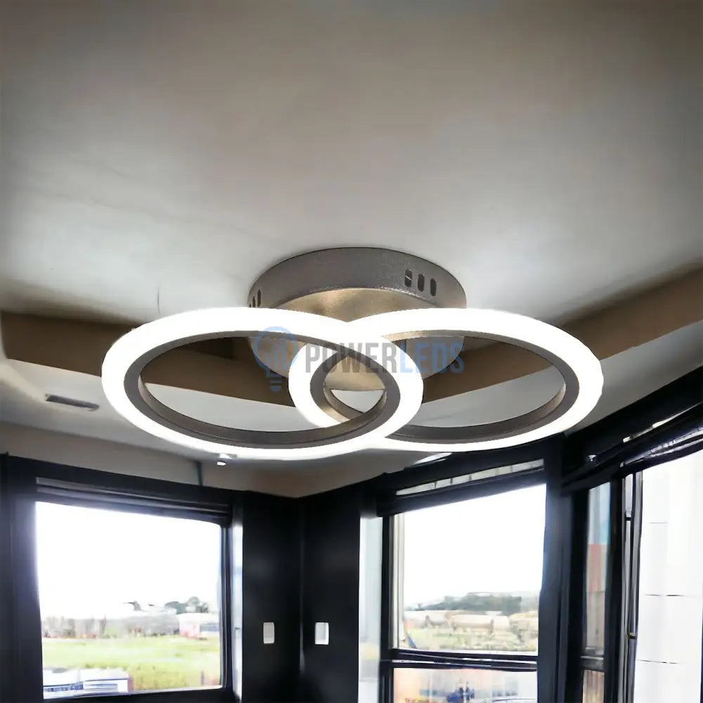 Lustra Led 1 + 1 Circle Design Black Echivalent 300W Telecomanda Lighting Fixtures