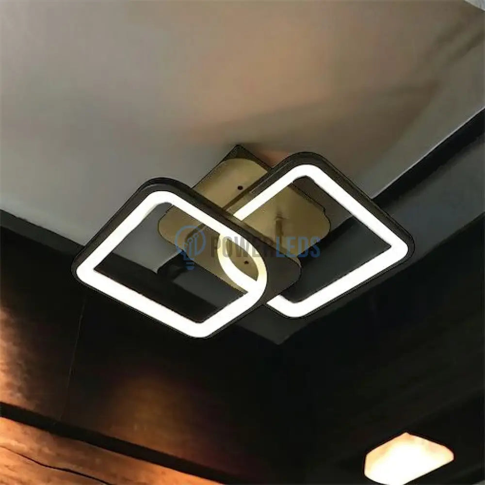 Lustra Led 1 + 1 Square Design Black Echivalent 300W Telecomanda Lighting Fixtures