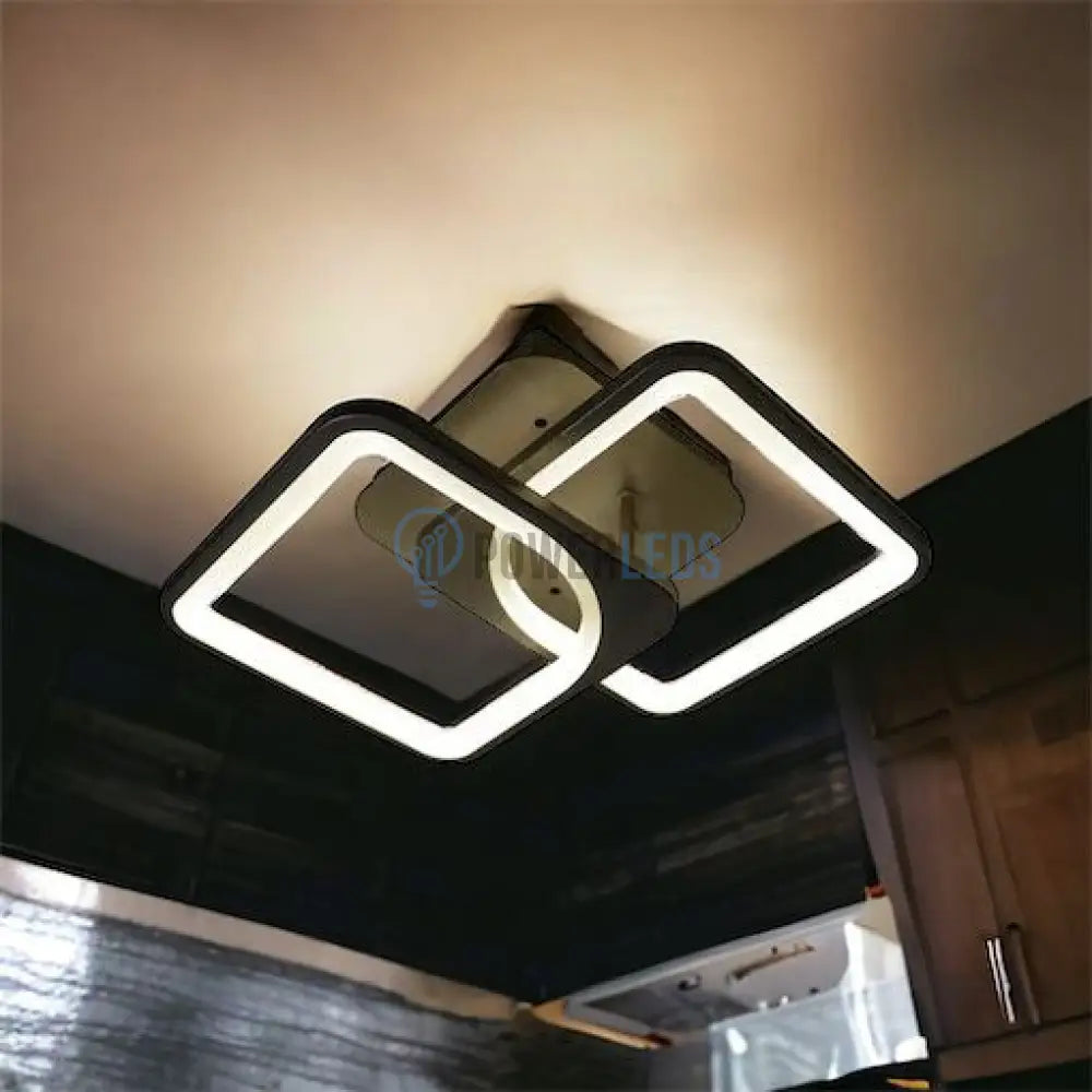 Lustra Led 1 + 1 Square Design Black Echivalent 300W Telecomanda Lighting Fixtures