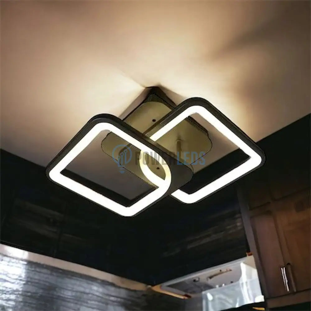 Lustra Led 1 + 1 Square Design Black Echivalent 300W Telecomanda Lighting Fixtures