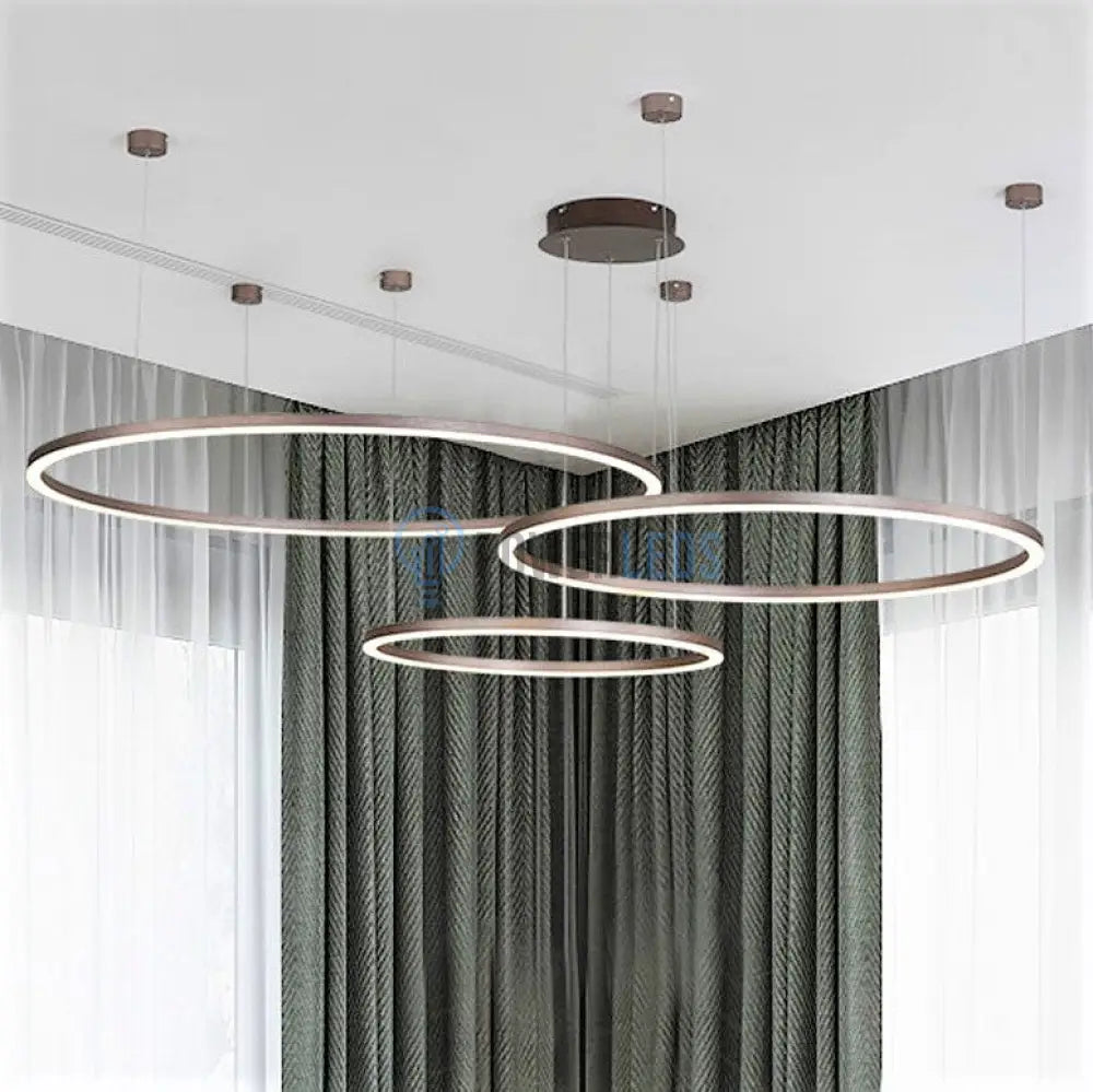 Lustra Led 104W Wonderland Brown 3 Segmente Mobile Telecomanda - 40 + 60 + 80Cm Ceiling Light