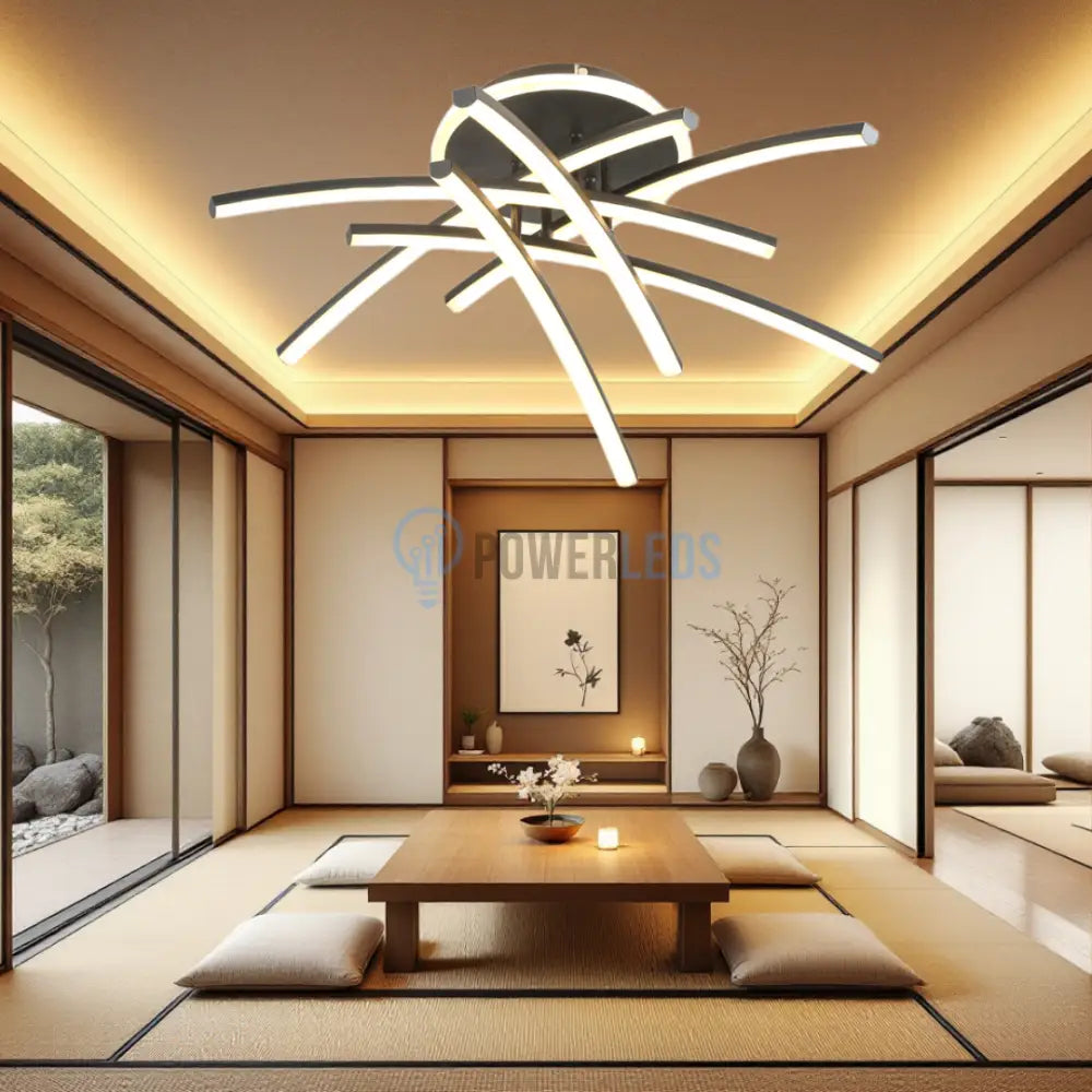 Lustra LED 4 Modern LINES Black Echivalent 400W Telecomanda 7023-6C NEAGRA / 69CM / MINIMALIST DESIGN Lighting Fixtures