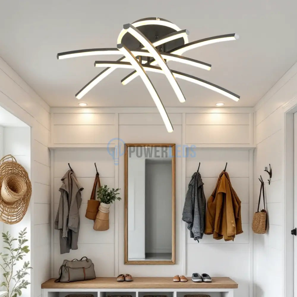Lustra LED 4 Modern LINES Black Echivalent 400W Telecomanda 7023-6C NEAGRA / 69CM / MINIMALIST DESIGN Lighting Fixtures