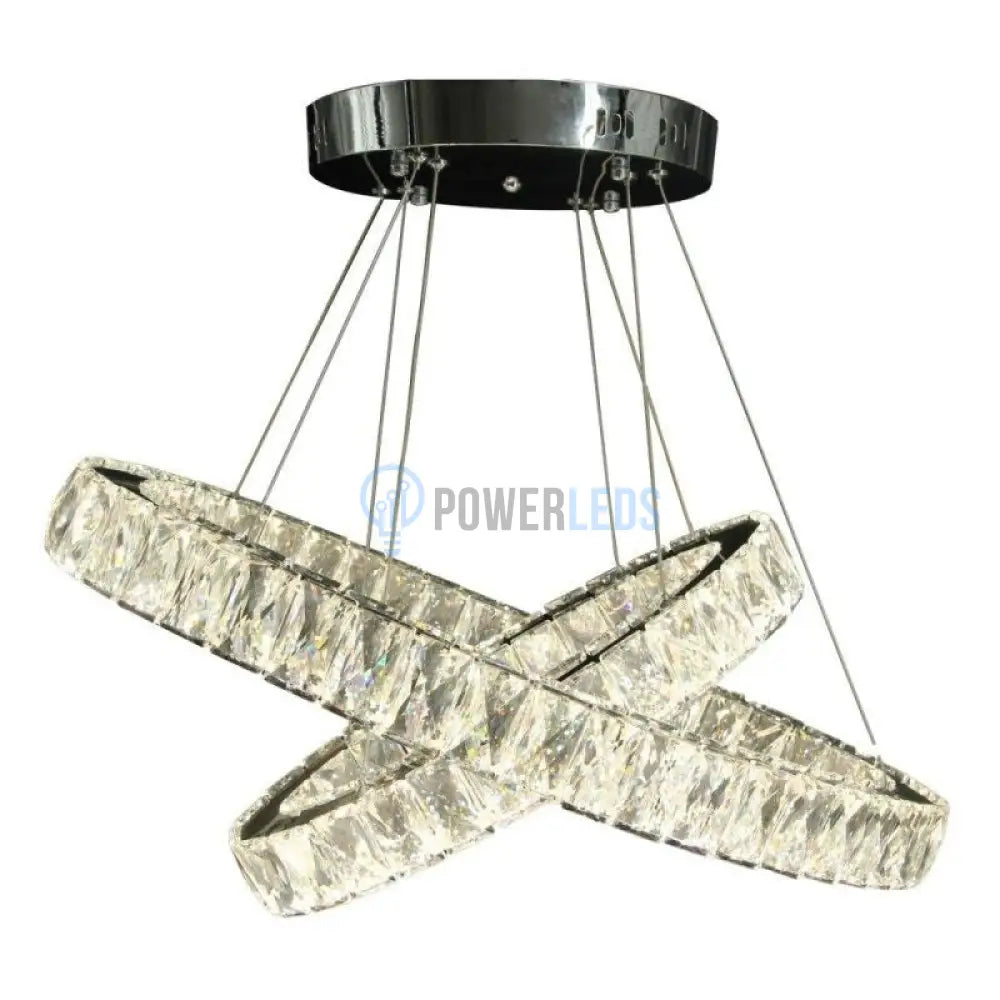 Lustra Led 120W Cristal 2 Segmente Ovale Telecomanda Lighting Fixtures