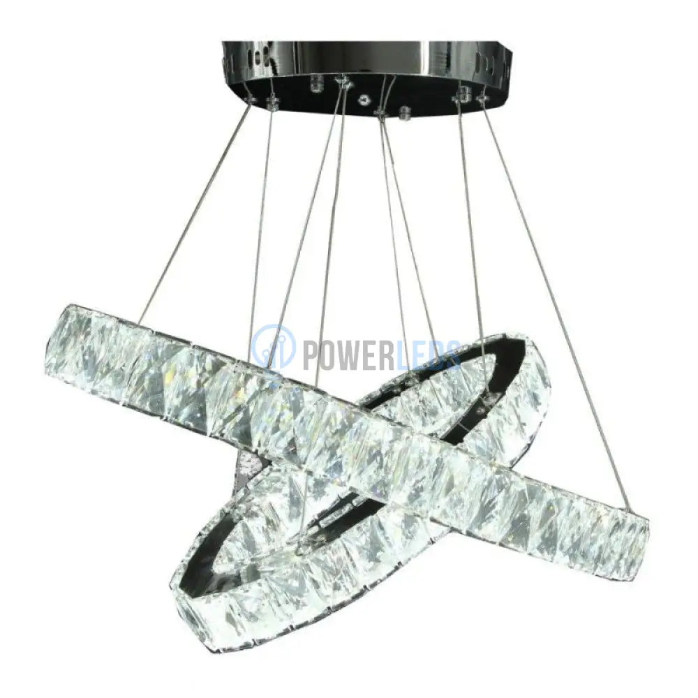 Lustra Led 120W Cristal 2 Segmente Ovale Telecomanda Lighting Fixtures