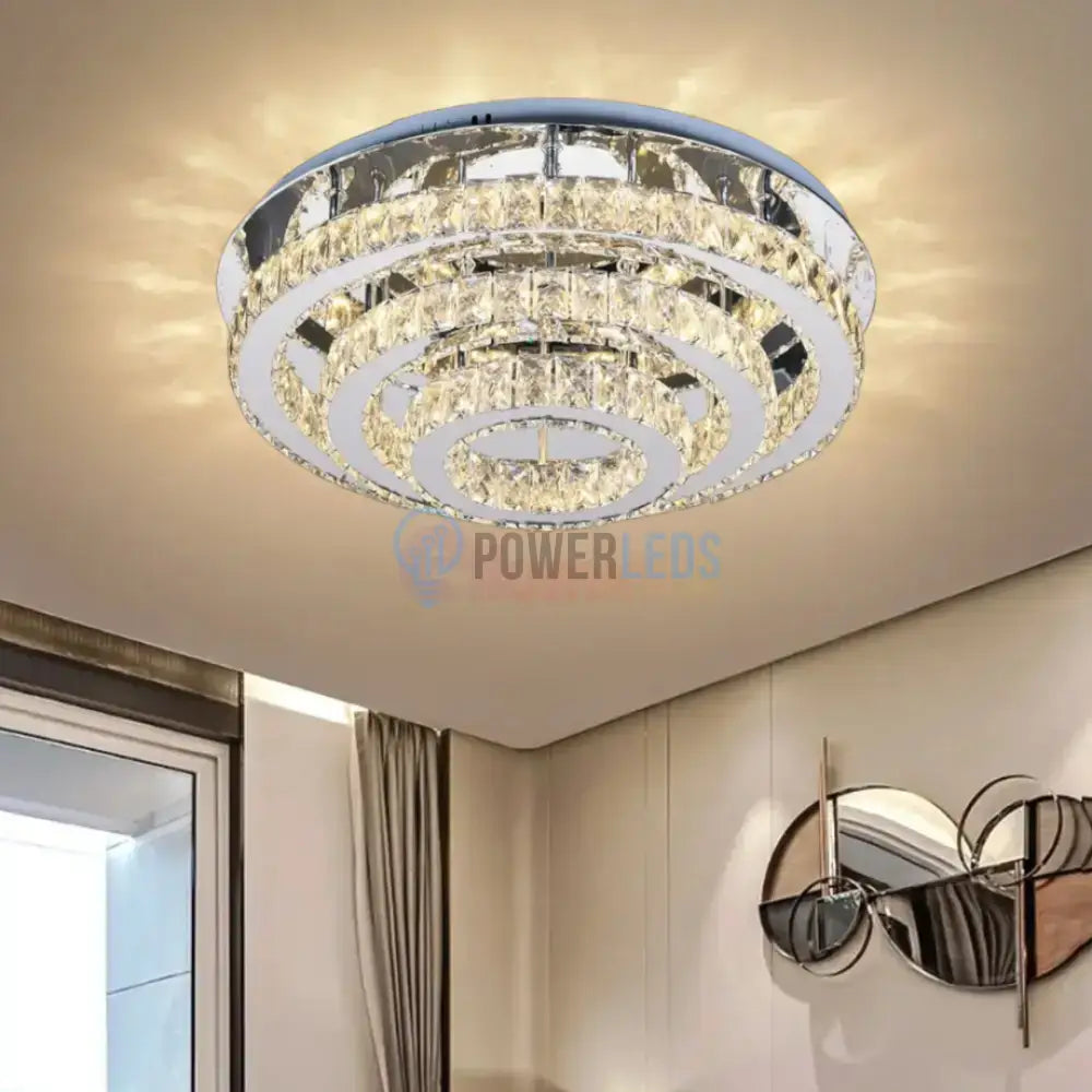 Lustra LED Exquisite Round Cristal Echivalent 400W Telecomanda CHROME / 40CM / CRISTAL Chandeliers