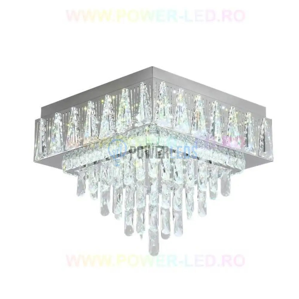 Lustra Led 120W Elegance Square Maxi Cristal Telecomanda Lighting Fixtures