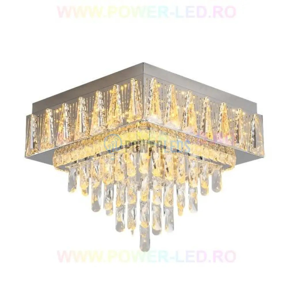 Lustra Led 120W Elegance Square Maxi Cristal Telecomanda Lighting Fixtures