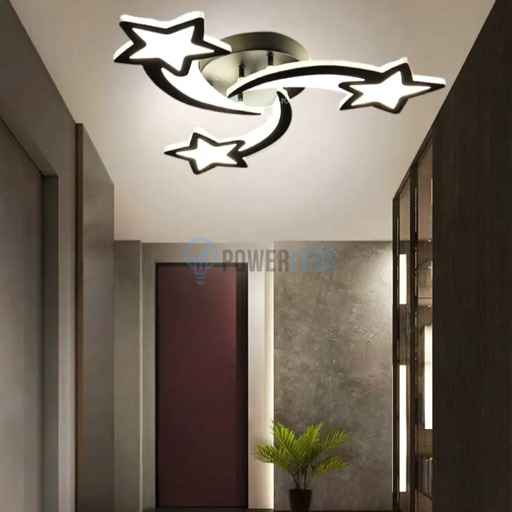 Lustra Led 120W Mini Star Design Black Echivalent 400W Telecomanda Lighting Fixtures