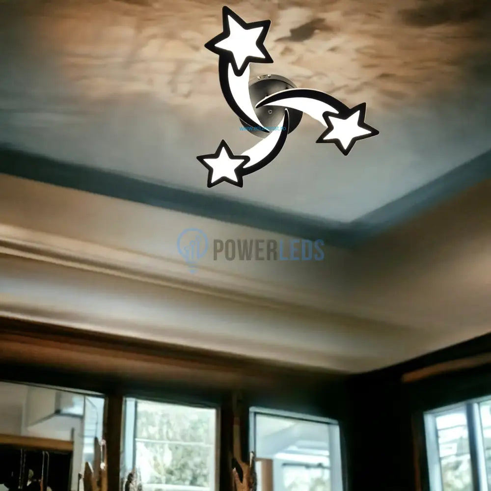 Lustra Led 120W Mini Star Design Black Echivalent 400W Telecomanda Lighting Fixtures