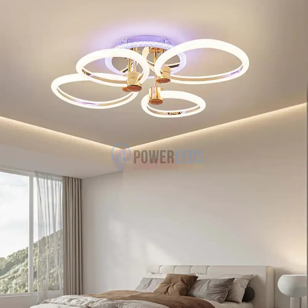 Lustra Led 126W Athena Gold Rgb Telecomanda Lighting Fixtures