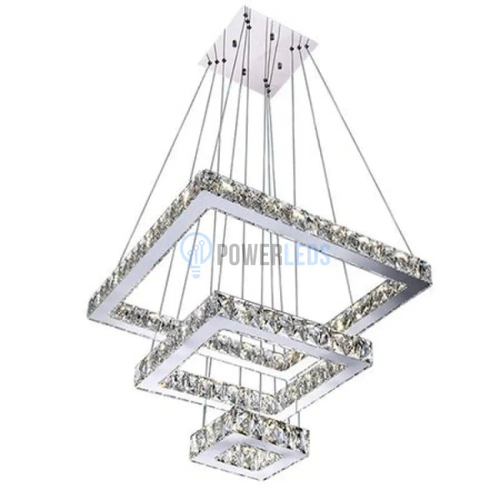 Lustra Led 140W Cristal 3 Segmente Patrate Telecomanda Chandeliers Crystal