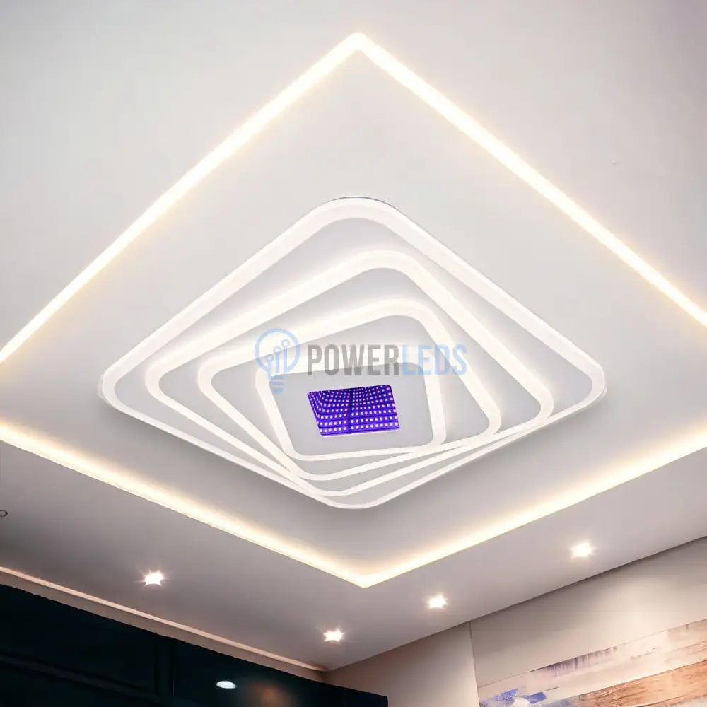 Lustra Led 174W Levels 3D Rgb Square Telecomanda Lighting Fixtures