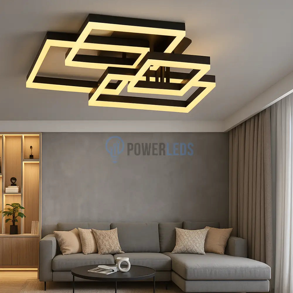 Lustra LED 184W Straight Angles Black Telecomanda Echivalent 800W powerleds.ro