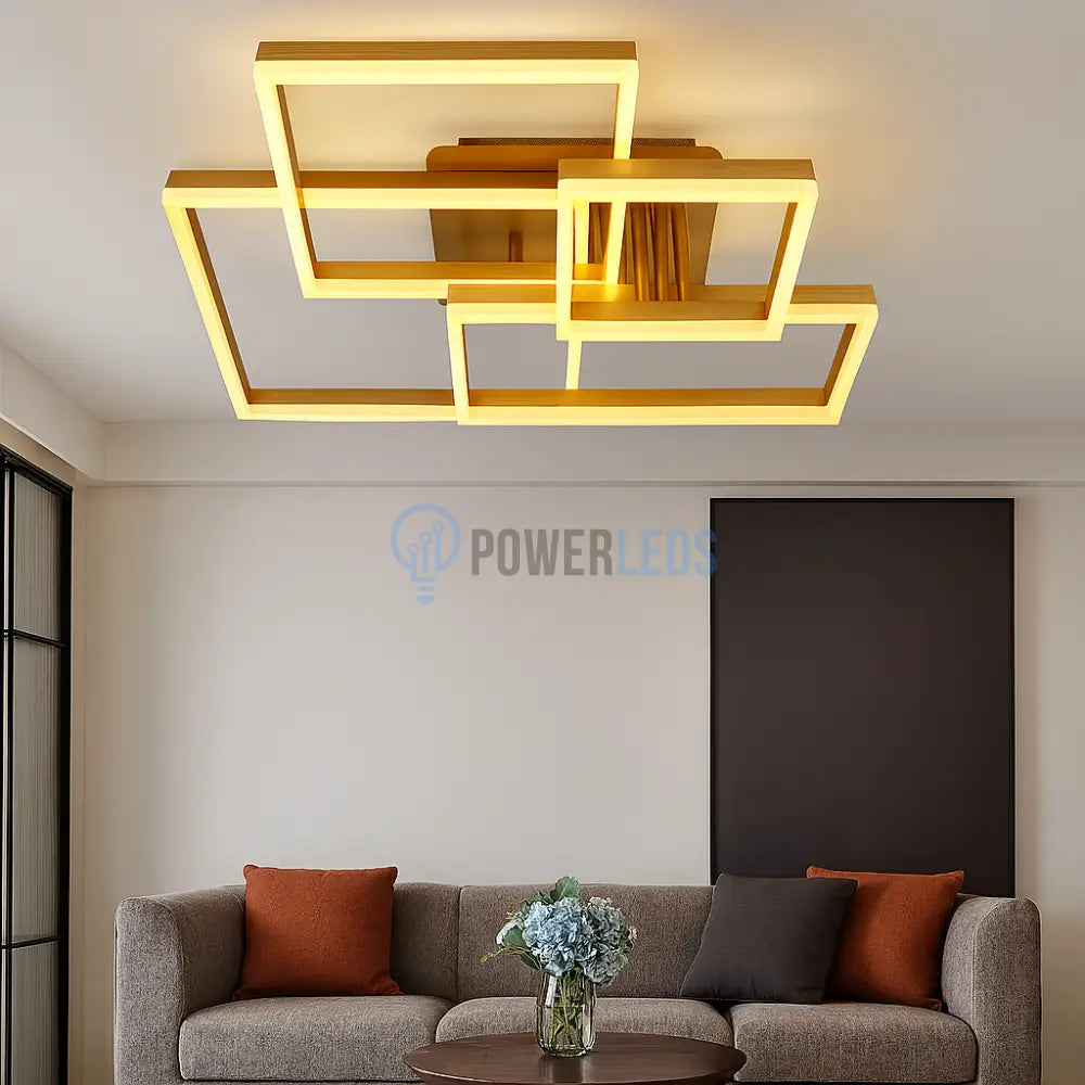 Lustra LED 184W Straight Angles Gold Telecomanda Echivalent 800W powerleds.ro