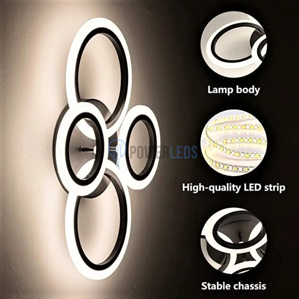 Lustra Led 2 + 2 Circle Black Echivalent 400W Telecomanda Lighting Fixtures