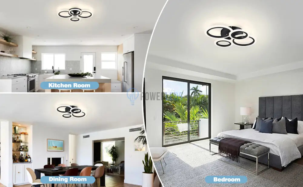 Lustra Led 2 + 2 Circle Black Echivalent 400W Telecomanda Lighting Fixtures