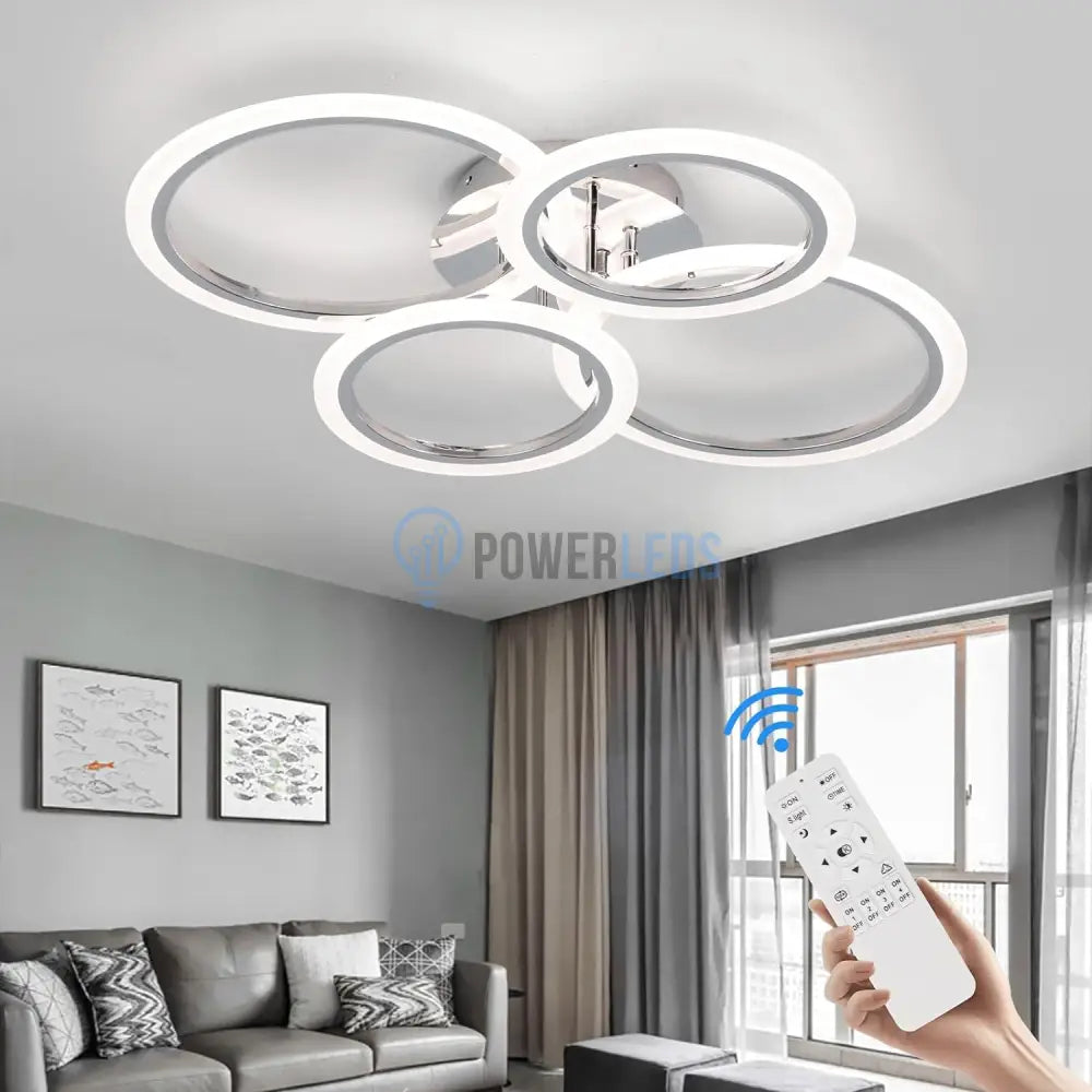 Lustra Led 2 + 2 Circle Chrome Echivalent 400W Telecomanda Lighting Fixtures