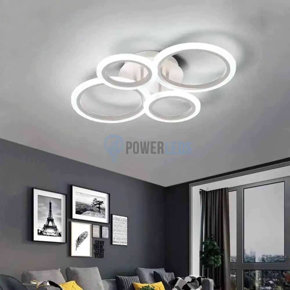 Lustra Led 2 + 2 Circle Design Alb Echivalent 400W Telecomanda Lighting Fixtures