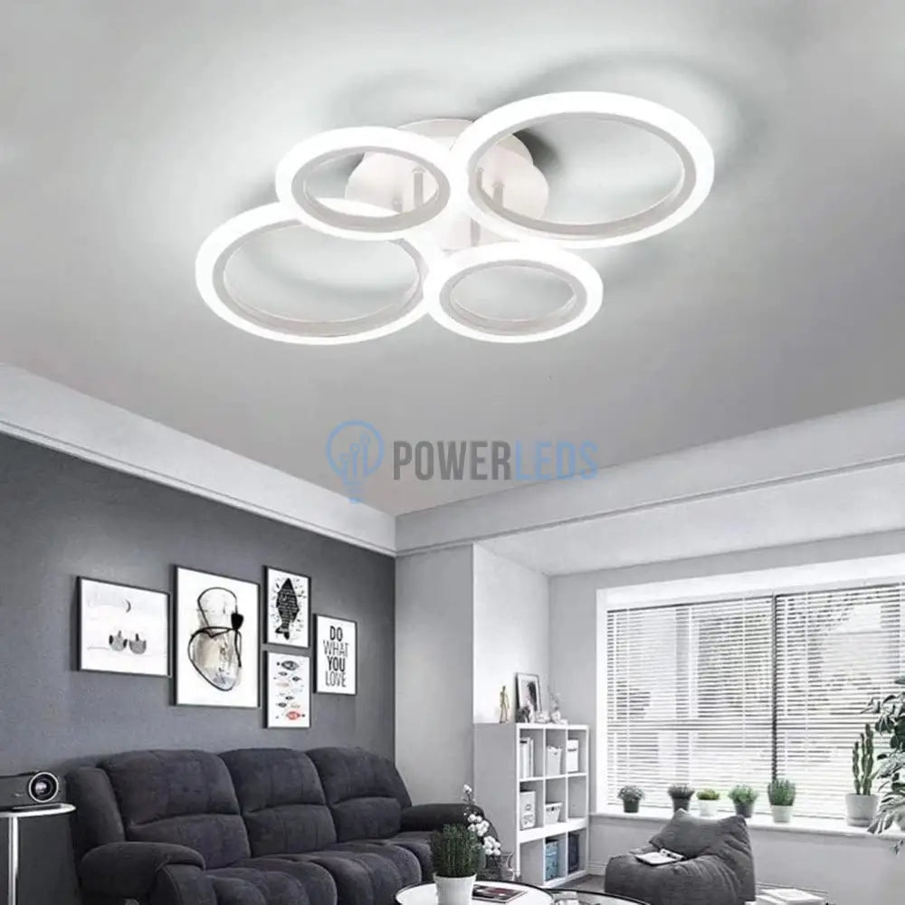 Lustra Led 2 + 2 Circle Design Alb Echivalent 400W Telecomanda Lighting Fixtures