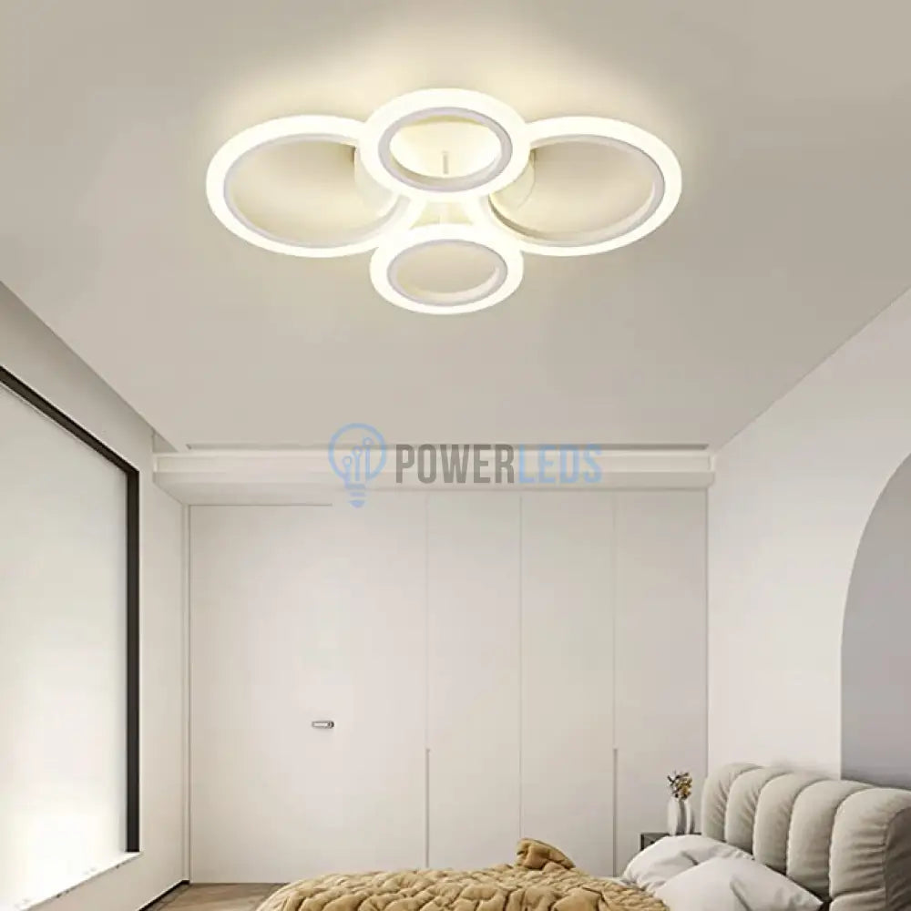 Lustra Led 2 + 2 Circle Design Alb Echivalent 400W Telecomanda Lighting Fixtures