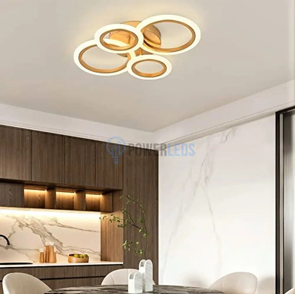 Lustra Led 2 + 2 Circle Gold Luxury Telecomanda Echivalent 400W Lighting Fixtures