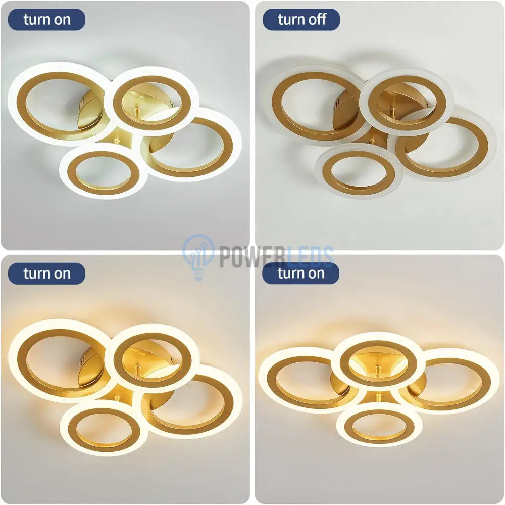 Lustra Led 2 + 2 Circle Gold Luxury Telecomanda Echivalent 400W Lighting Fixtures