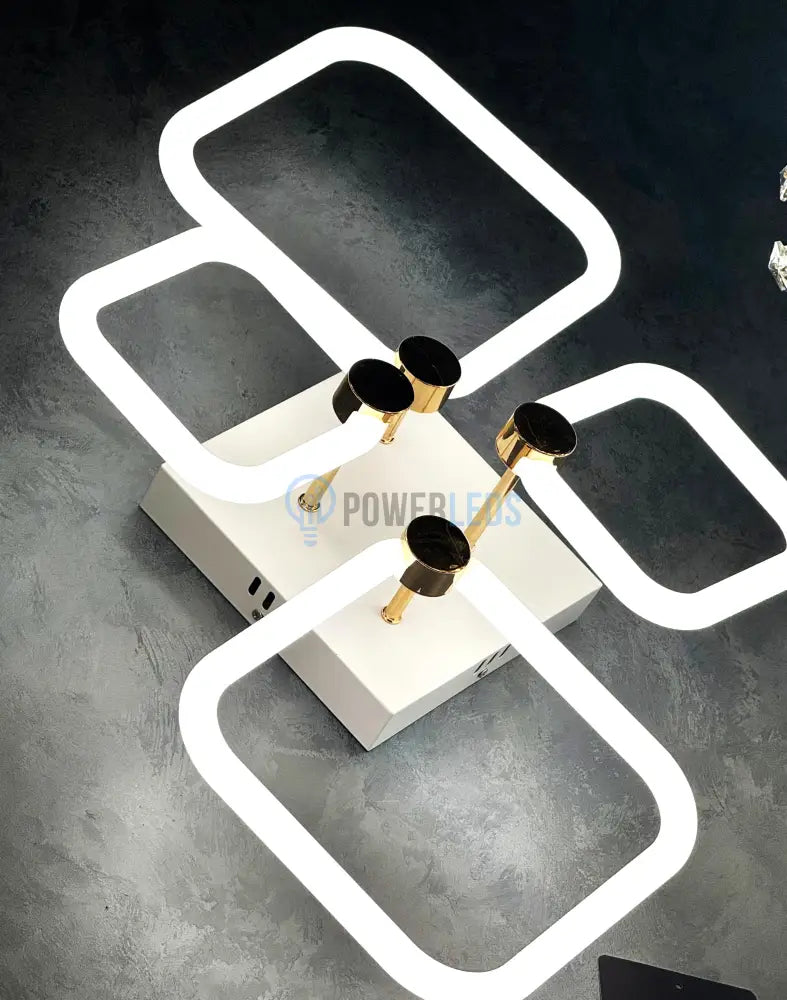 Lustra LED 2+2 DIAMOND Alb+Auriu Echivalent 400W Telecomanda powerleds.ro