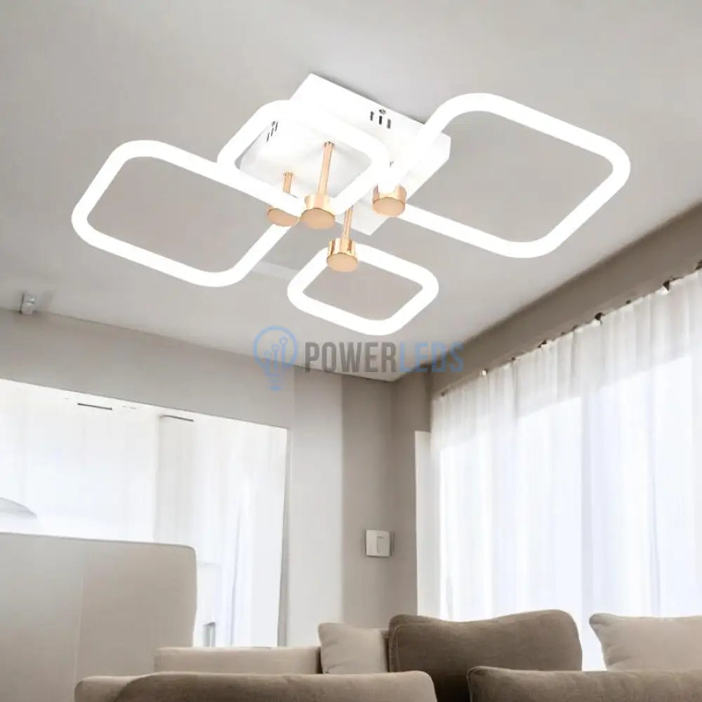 Lustra LED 2+2 DIAMOND Alb+Auriu Echivalent 400W Telecomanda powerleds.ro