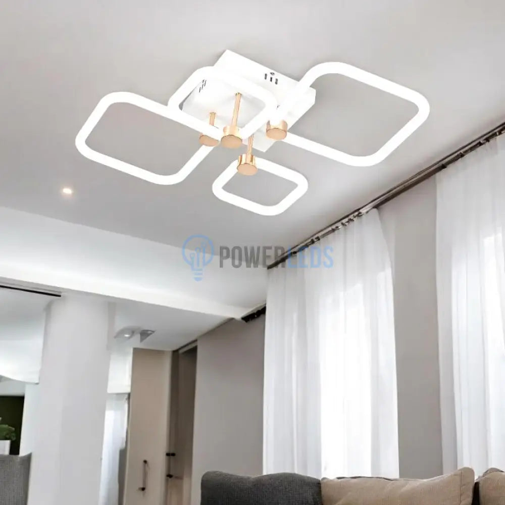 Lustra LED 2+2 DIAMOND Alb+Auriu Echivalent 400W Telecomanda powerleds.ro