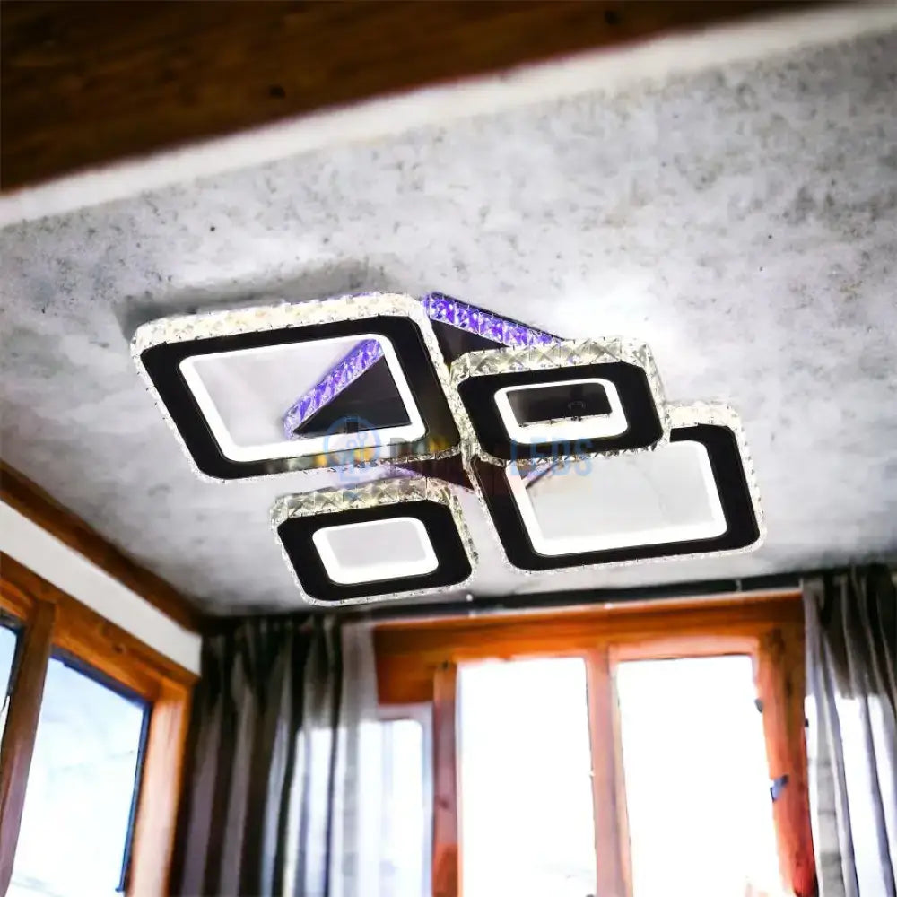 Lustra Led 2 + 2 Diamond Rgb Black Cristal Echivalent 400W Lighting Fixtures
