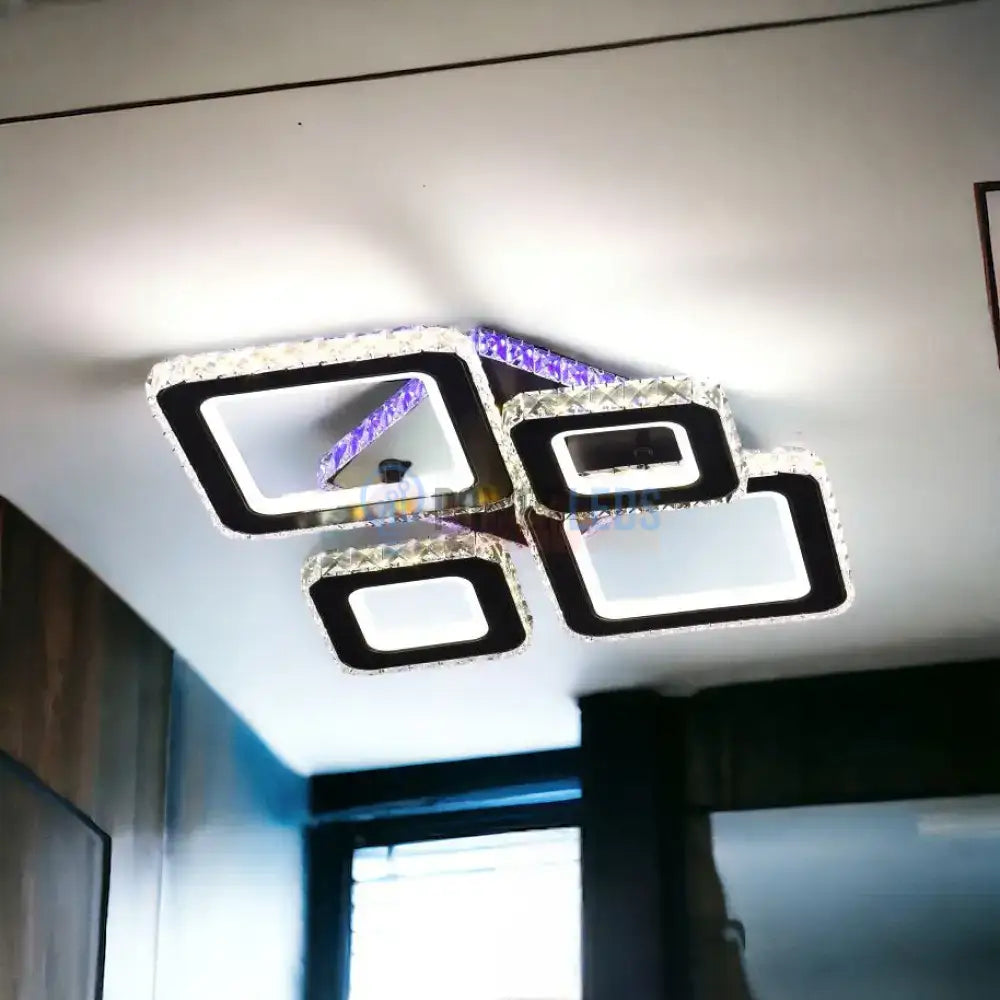 Lustra Led 2 + 2 Diamond Rgb Black Cristal Echivalent 400W Lighting Fixtures