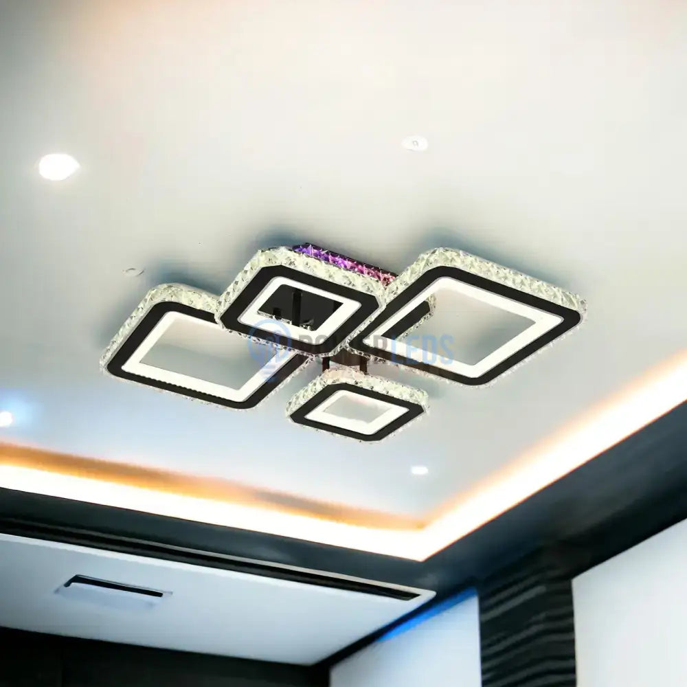 Lustra Led 2 + 2 Diamond Rgb Black Cristal Echivalent 400W Lighting Fixtures