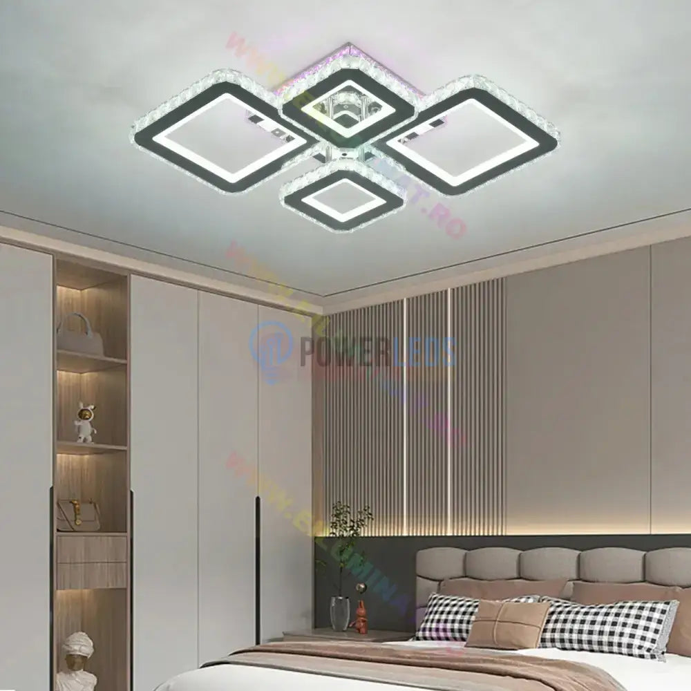 Lustra Led 2 + 2 Diamond Rgb Chrome Cristal Echivalent 400W Lighting Fixtures