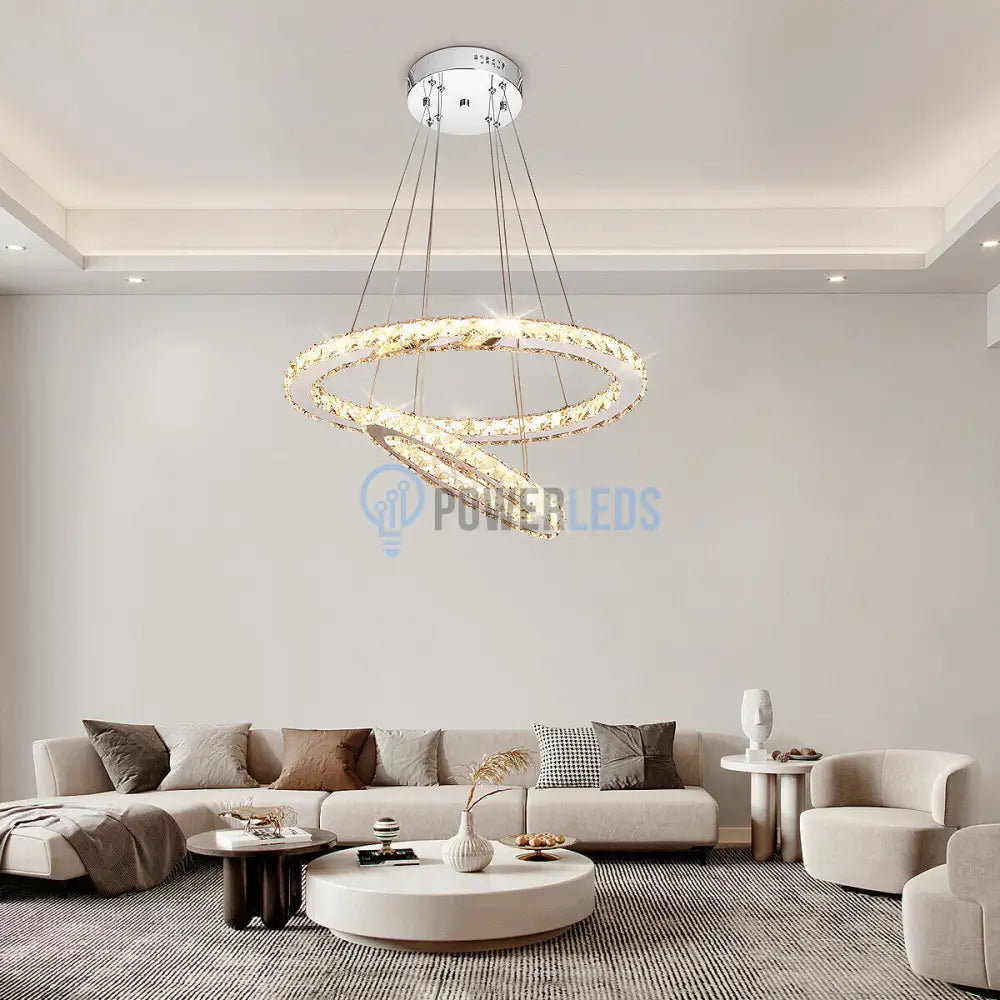 Lustra Led 96W Cristal Slim 2 Segmente Telecomanda Chandeliers Crystal