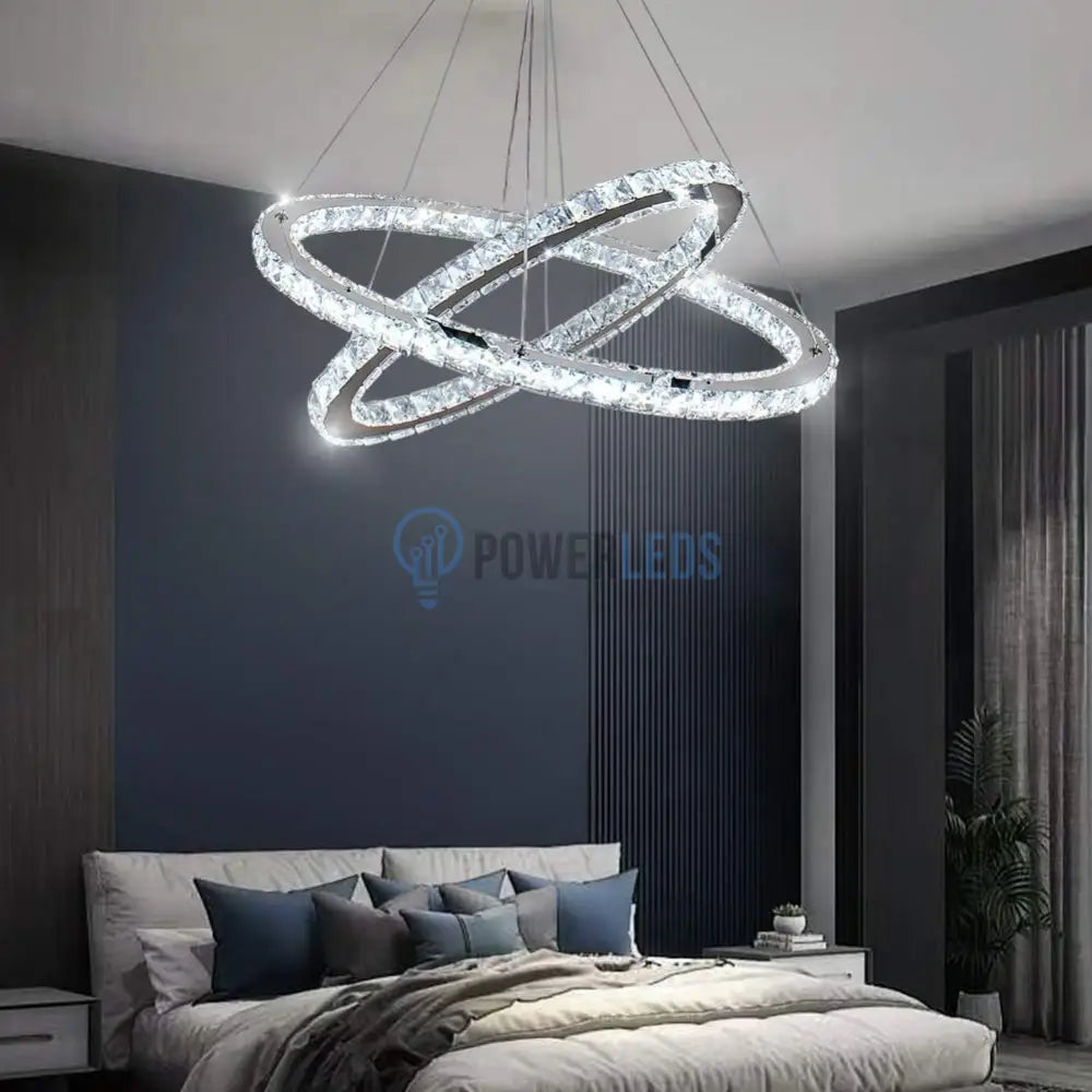 Lustra Led 96W Cristal Slim 2 Segmente Telecomanda Chandeliers Crystal