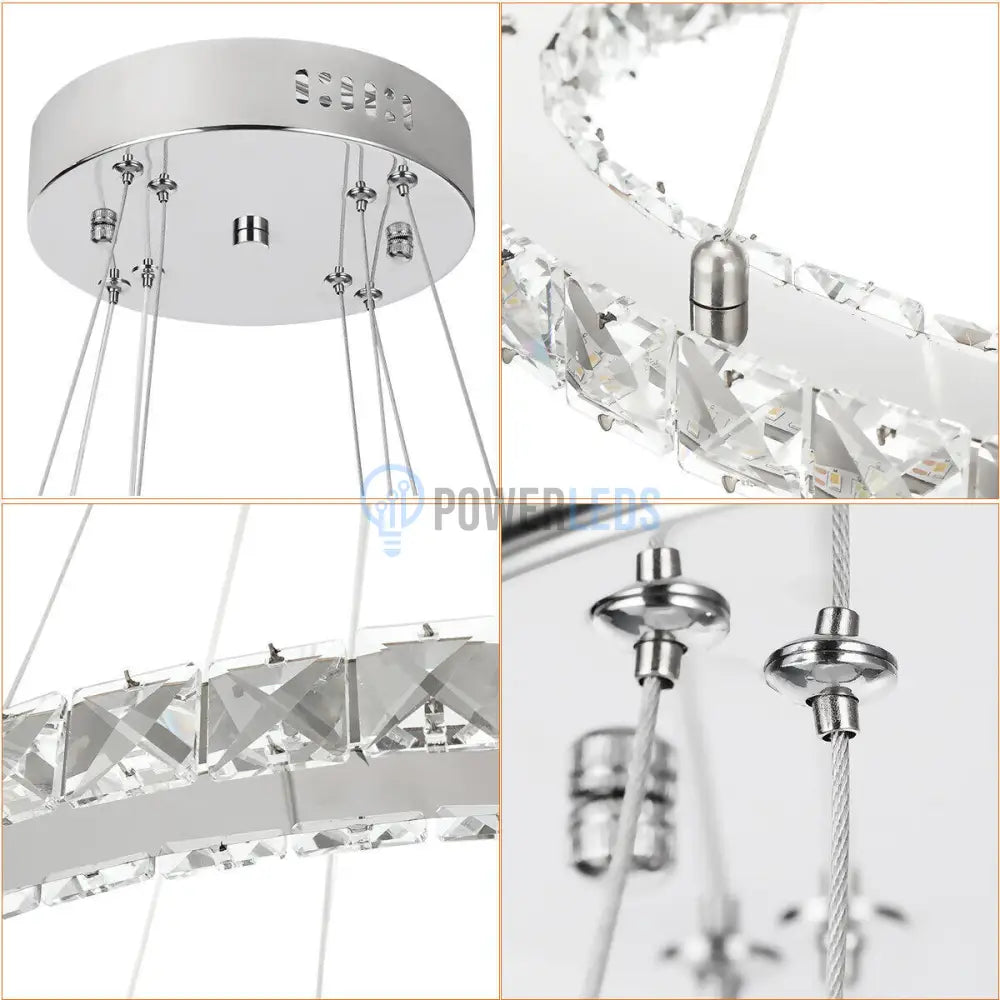 Lustra Led 96W Cristal Slim 2 Segmente Telecomanda Chandeliers Crystal