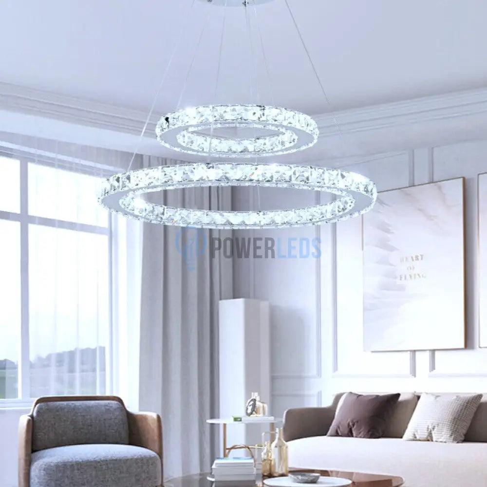 Lustra Led 96W Cristal Slim 2 Segmente Telecomanda Chandeliers Crystal