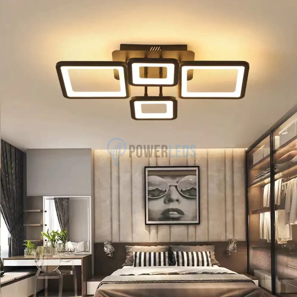 Lustra Led 128W 2 + 2 Square Brown Telecomanda Echivalent 500W Lighting Fixtures
