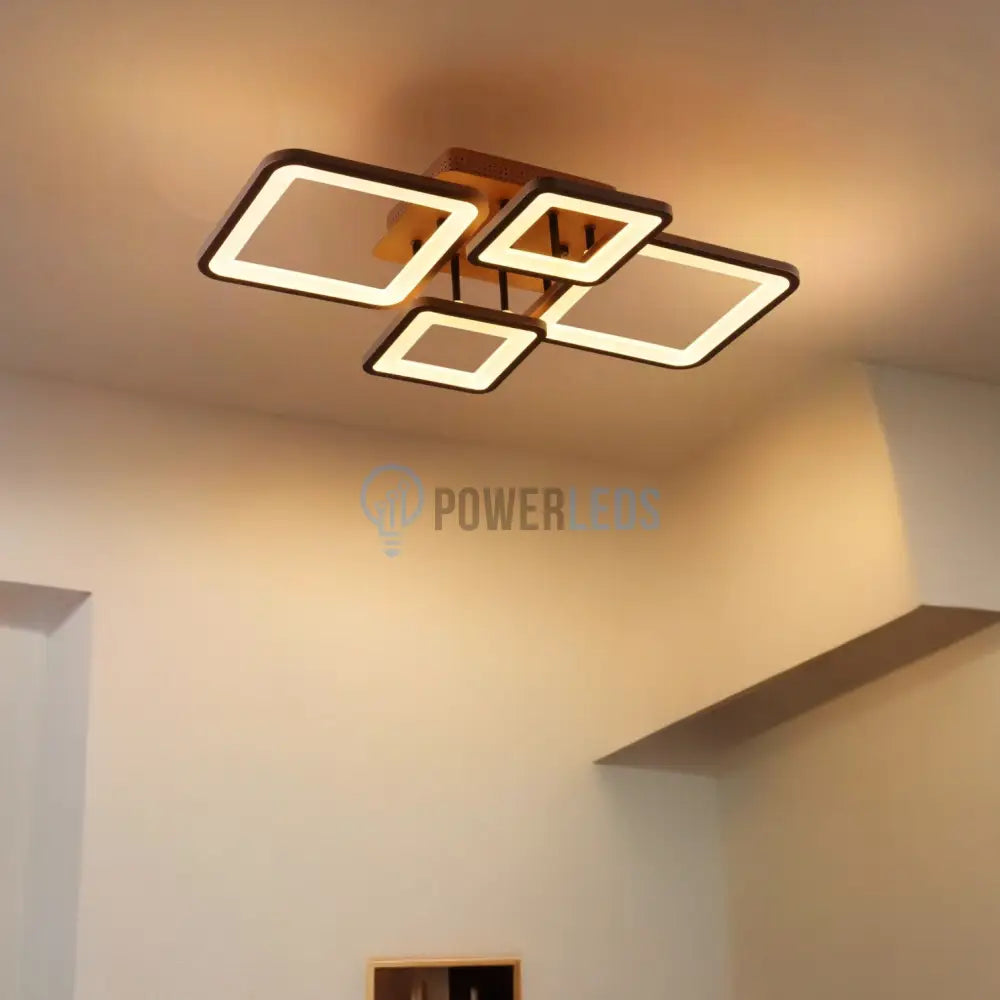 Lustra Led 2 + 2 Square Brown Telecomanda Echivalent 500W Lighting Fixtures