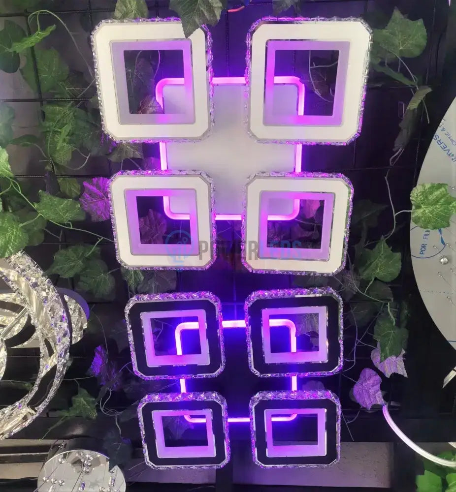 Lustra Led 2 + 2 Square Cristal Alba Rgb Echivalent 500W Lighting Fixtures