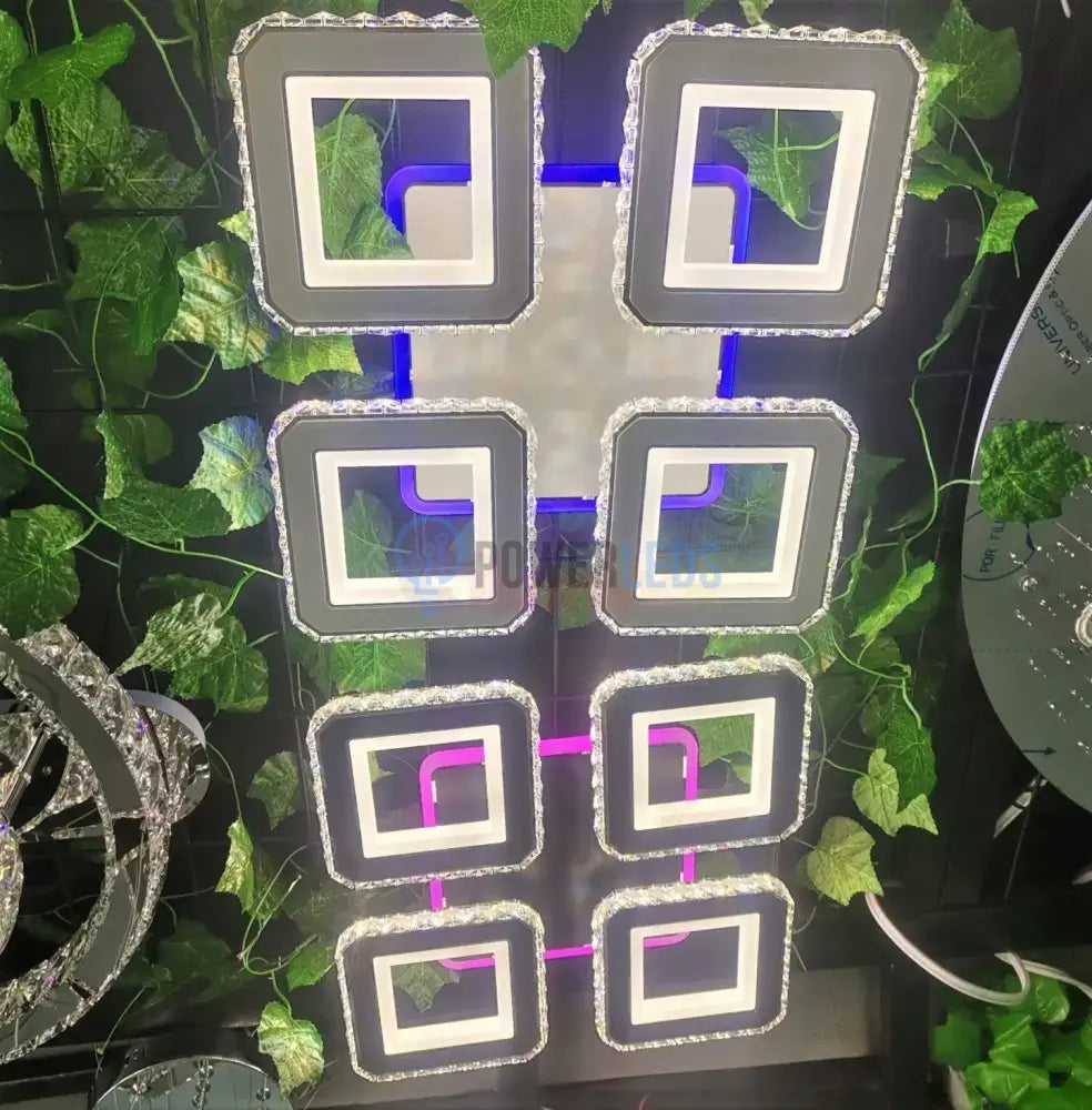 Lustra Led 2 + 2 Square Cristal Alba Rgb Echivalent 500W Lighting Fixtures