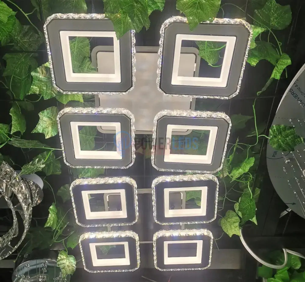 Lustra Led 2 + 2 Square Cristal Alba Rgb Echivalent 500W Lighting Fixtures