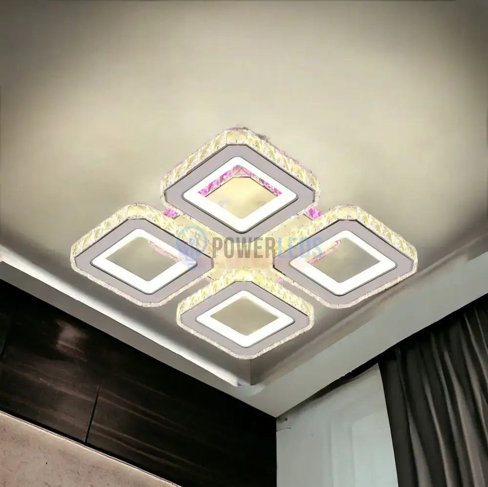 Lustra Led 2 + 2 Square Cristal Alba Rgb Echivalent 500W Lighting Fixtures
