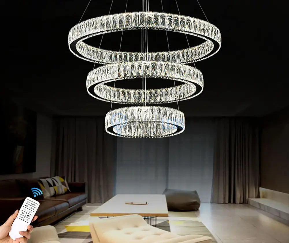 Lustra Led 200W Cristal 3 Segmente Xxl ⌀80/60/40Cm Chandeliers Crystal