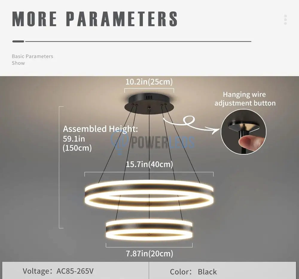 Lustra Led 204W King Black 2 Segmente Telecomanda Lighting Fixtures