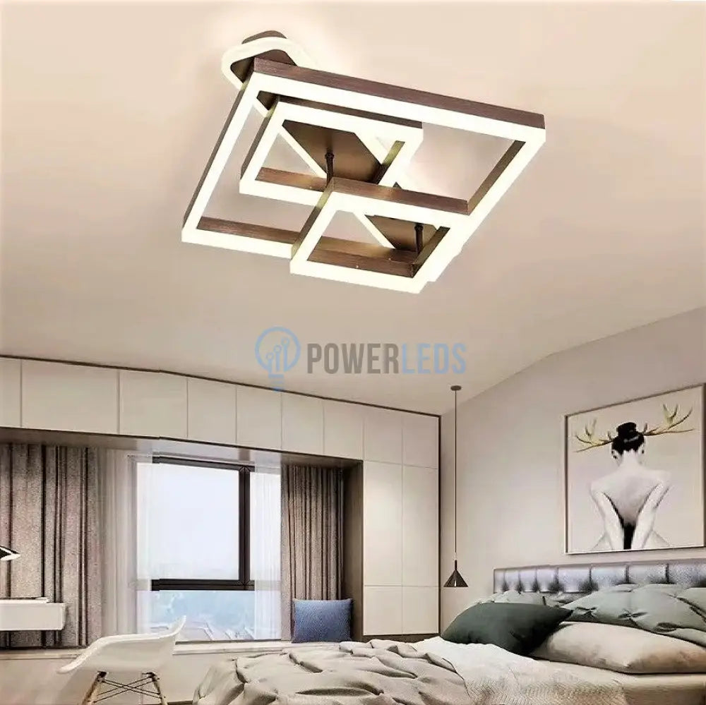 Lustra Led 240W Three Square Design Maro Telecomanda Lighting Fixtures