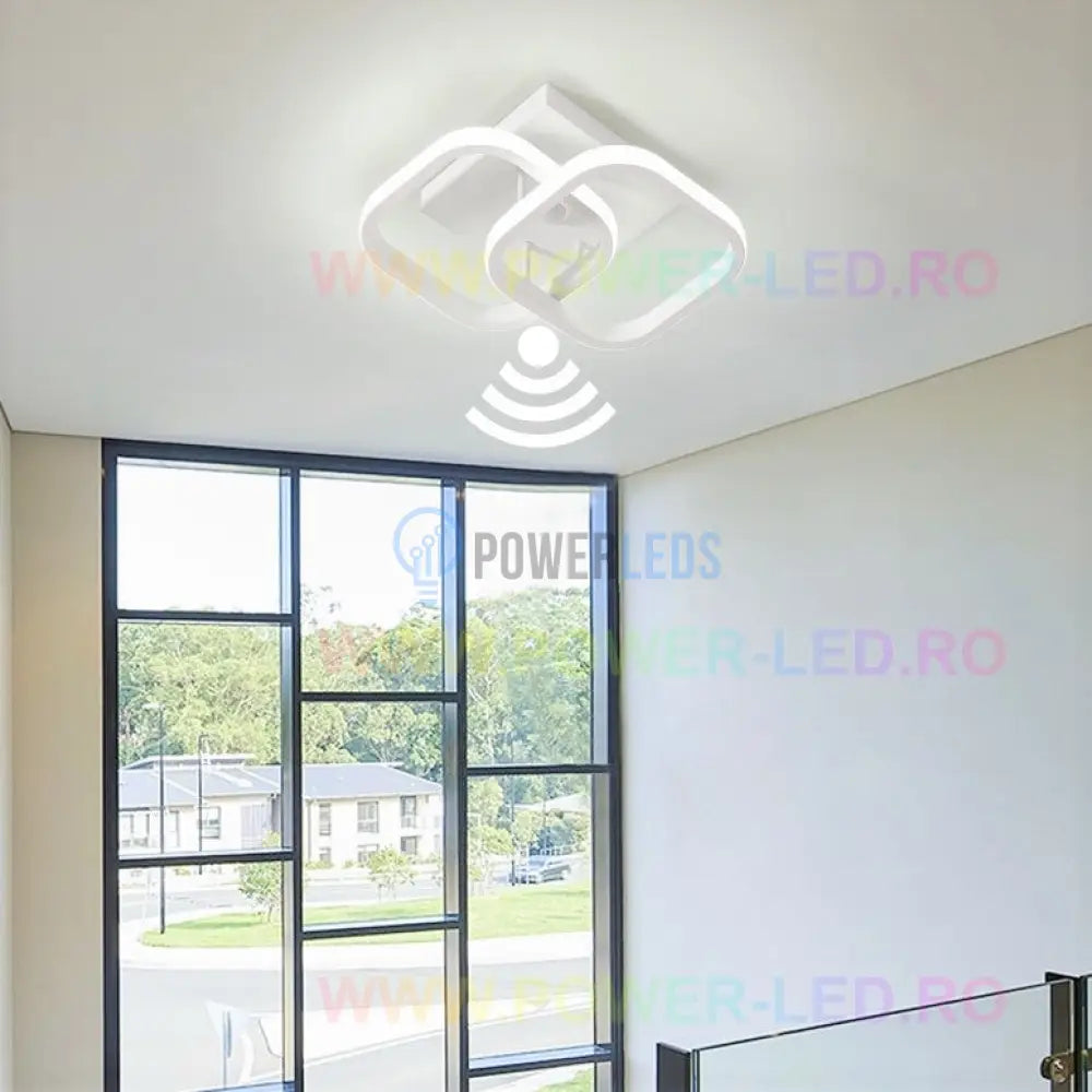 Lustra Led 26W Double Square Cu Senzor Miscare Echivalent 150W Lighting Fixtures